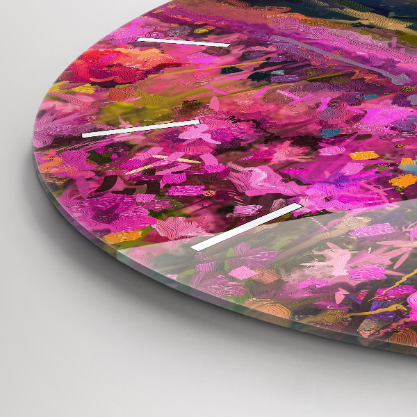 Pendule murale ronde Prairie au coucher du soleil