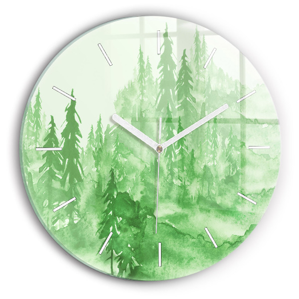 Pendule murale ronde Peinture de forêt verte