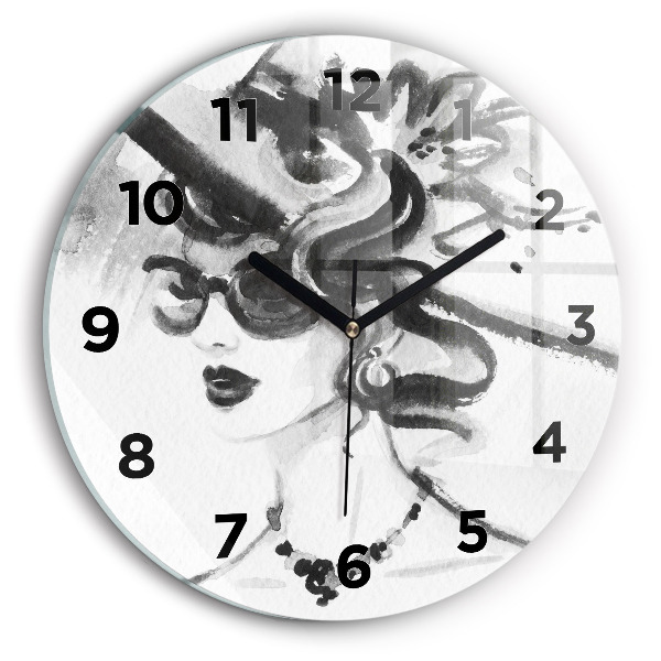 Pendule murale ronde Femme à la mode
