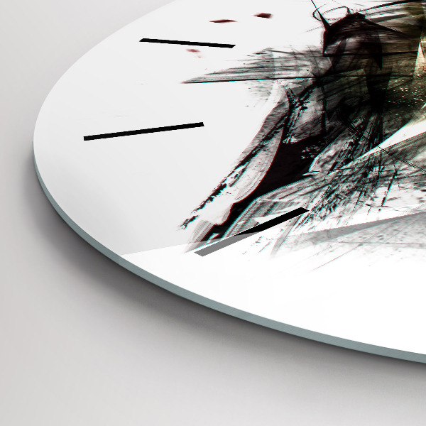 Pendule murale ronde 'Portrait dessiné d''un loup'