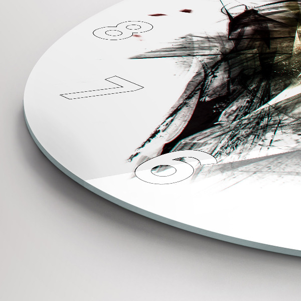 Pendule murale ronde 'Portrait dessiné d''un loup'