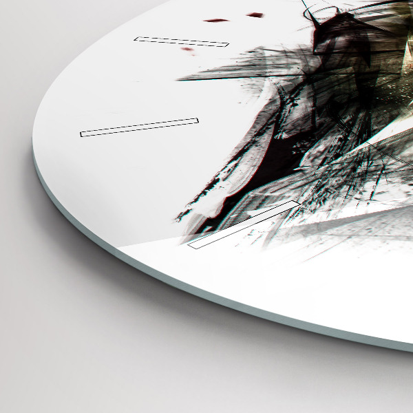 Pendule murale ronde 'Portrait dessiné d''un loup'