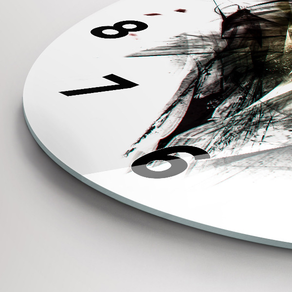 Pendule murale ronde 'Portrait dessiné d''un loup'