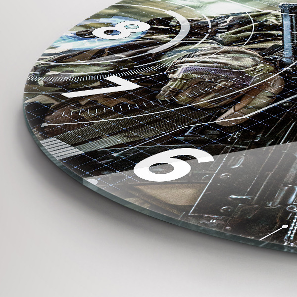 Pendule murale ronde Soldat avec une arme à feu