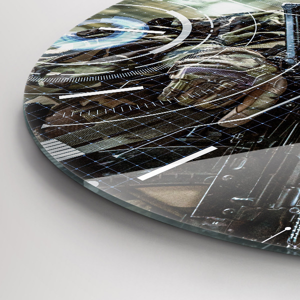 Pendule murale ronde Soldat avec une arme à feu