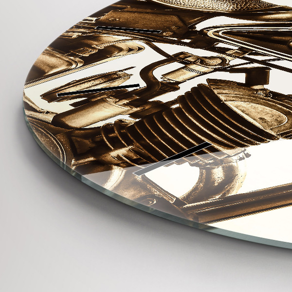 Pendule murale ronde Moto vintage sépia