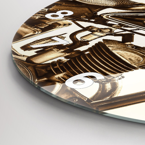 Pendule murale ronde Moto vintage sépia