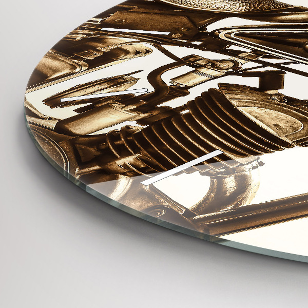 Pendule murale ronde Moto vintage sépia