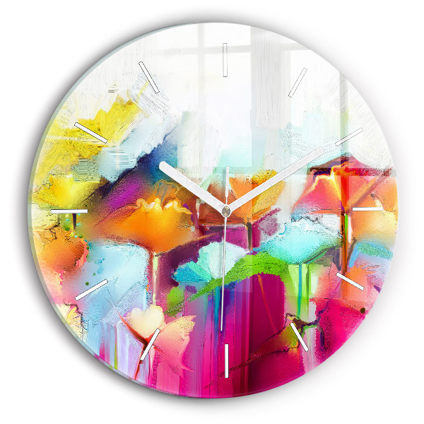Pendule murale ronde Fleurs abstraites