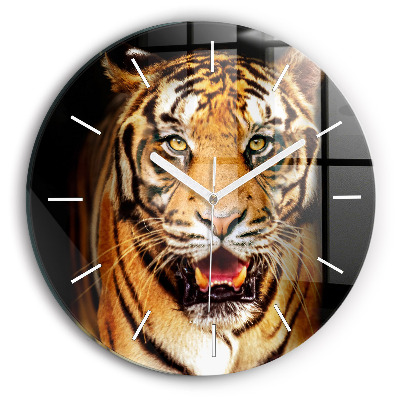 Pendule murale ronde Tigre - regard sauvage