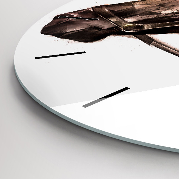 Pendule murale ronde Profil de cheval peint