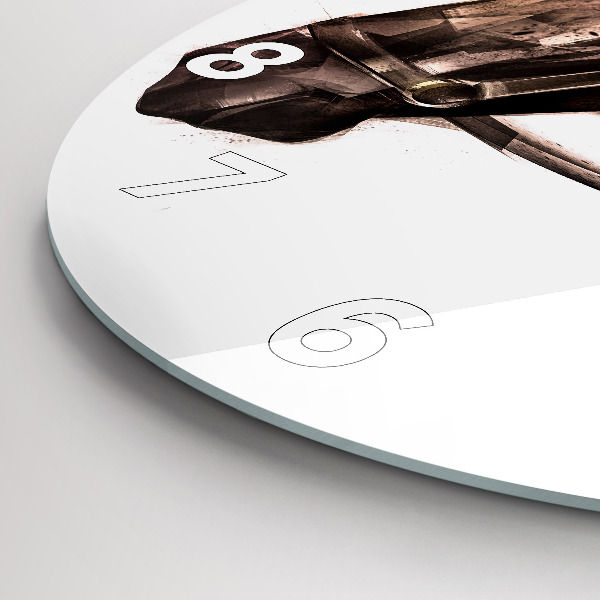 Pendule murale ronde Profil de cheval peint