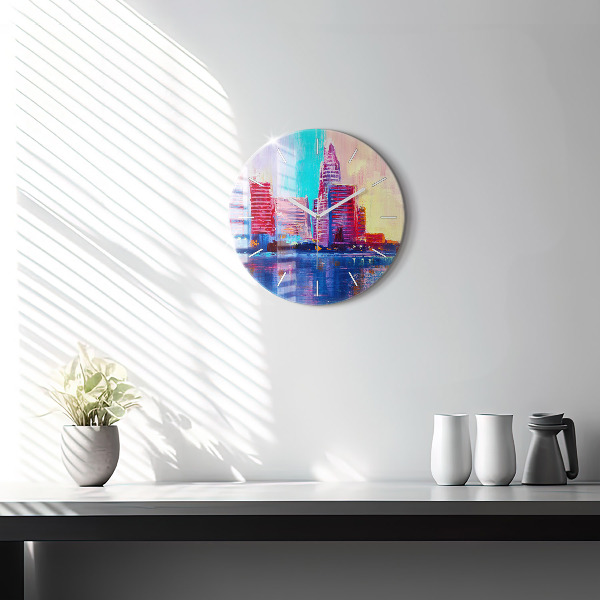 Pendule murale ronde Abstraction de gratte-ciel