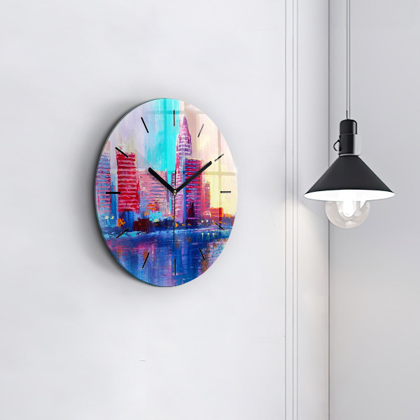 Pendule murale ronde Abstraction de gratte-ciel
