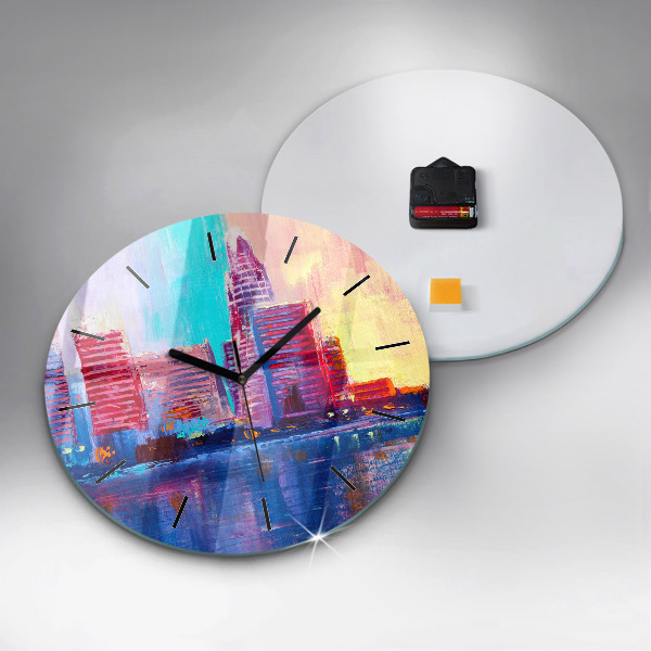 Pendule murale ronde Abstraction de gratte-ciel