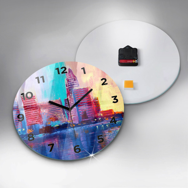 Pendule murale ronde Abstraction de gratte-ciel