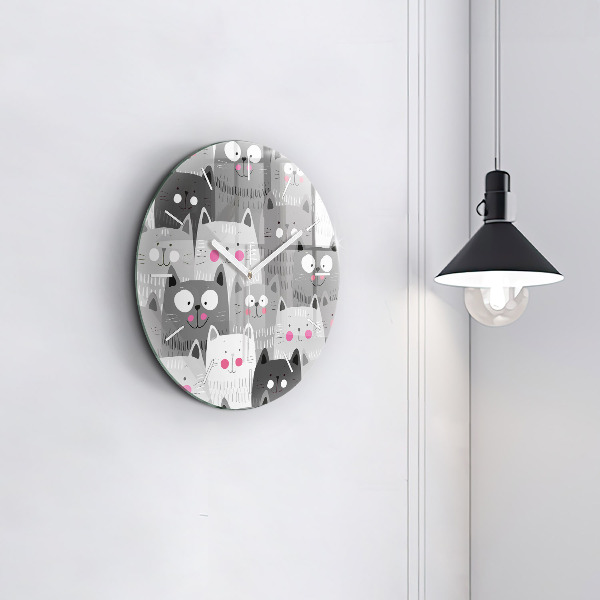 Pendule murale ronde Motif avec des chats