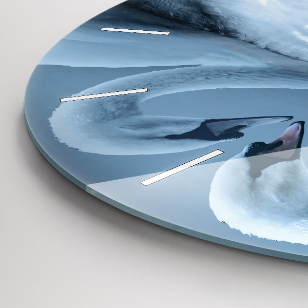 Horloge ronde Des cygnes dans le cœur