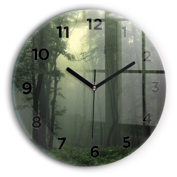 Horloge ronde Forêt brumeuse le matin
