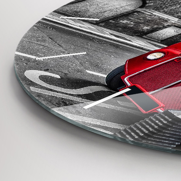 Horloge ronde Bus rouge à impériale