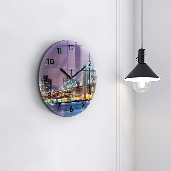 Horloge ronde Pont de Brooklyn et East River