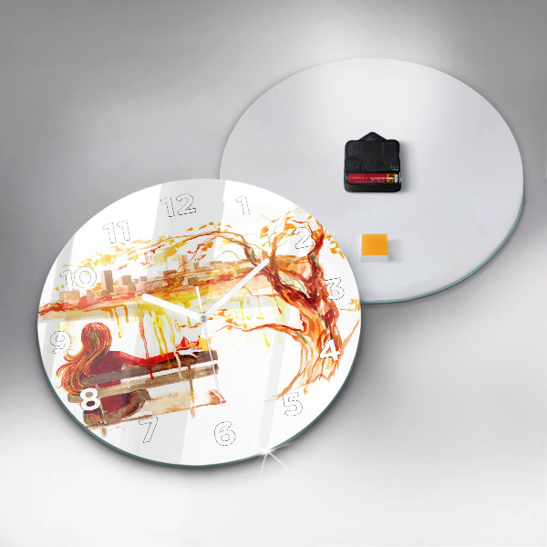 Horloge ronde 'Paysage d''automne'