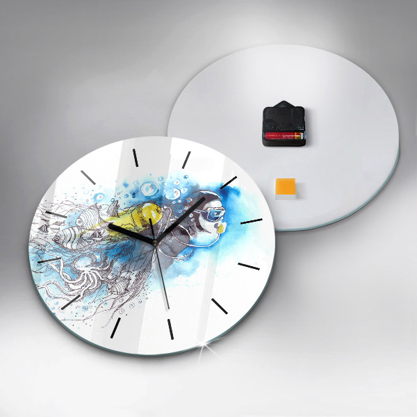 Horloge ronde La vie des poissons sous-marins