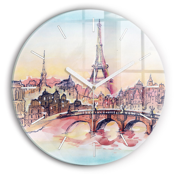 Horloge ronde Paysage peint de Paris