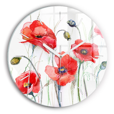 Horloge ronde Coquelicots rouges peints