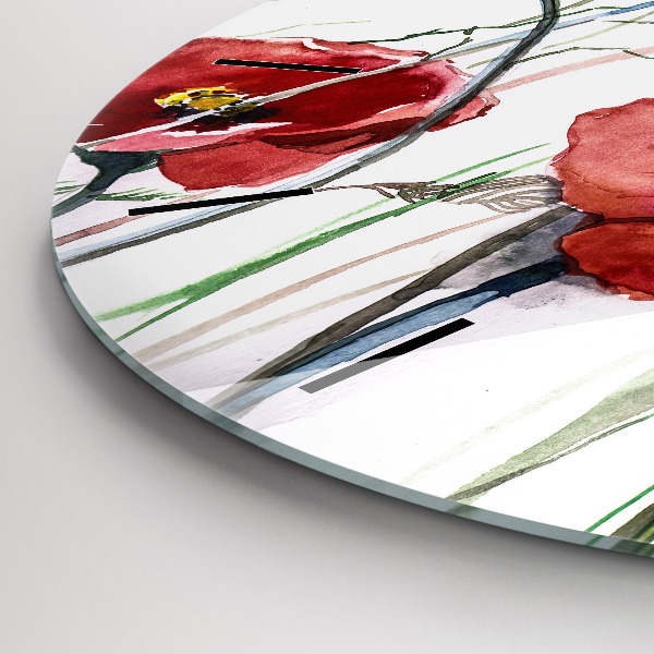 Horloge ronde Coquelicots rouges peints