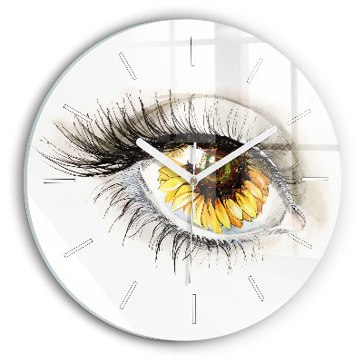 Horloge ronde 'Fleur de tournesol dans l''œil'