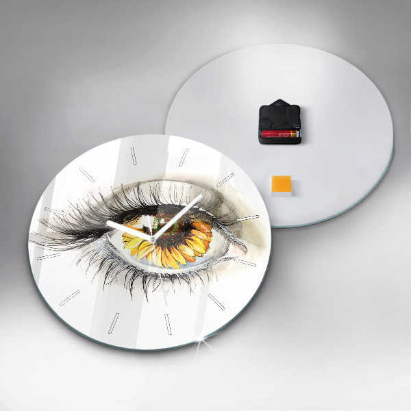 Horloge ronde 'Fleur de tournesol dans l''œil'