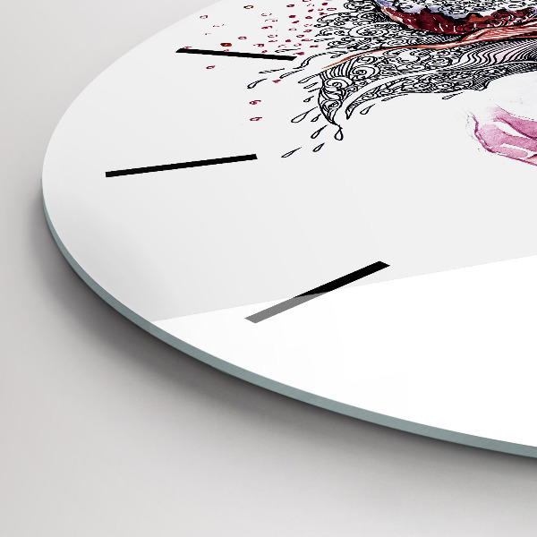 Horloge ronde Douce femme avec un gâteau