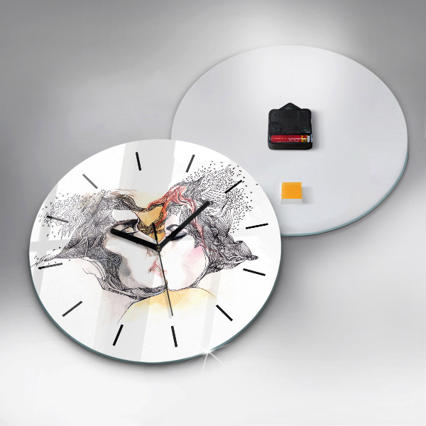 Horloge ronde 'Dessin de baiser d''amour'