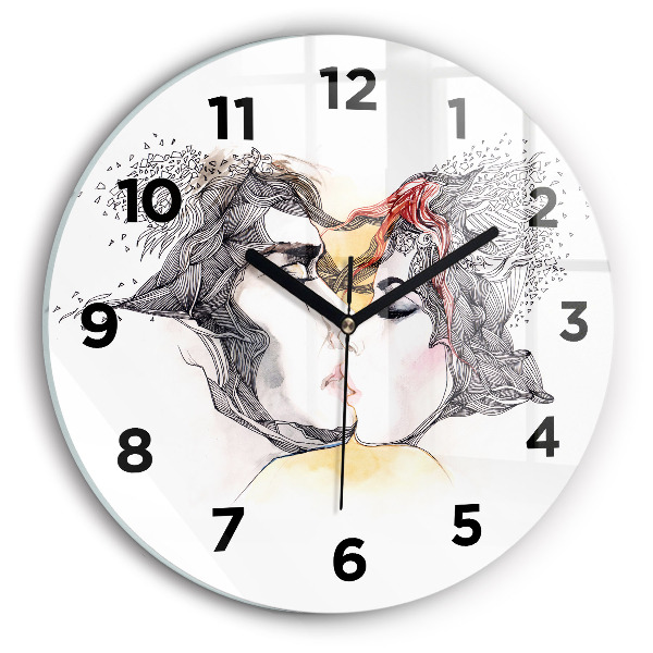 Horloge ronde 'Dessin de baiser d''amour'