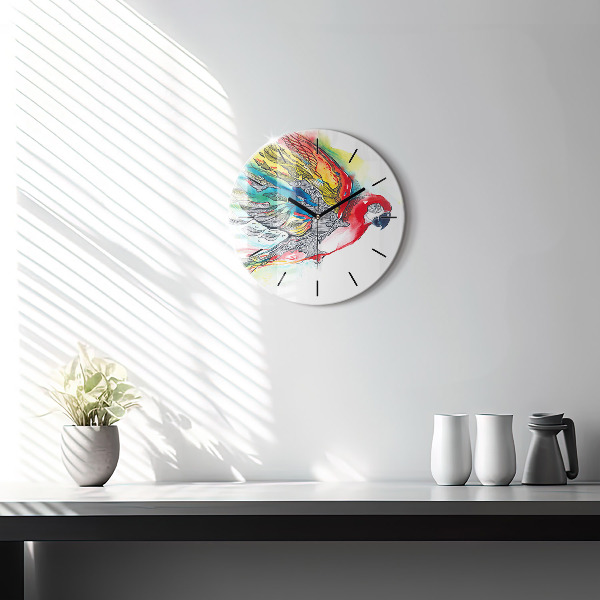 Horloge ronde Perroquet coloré en vol