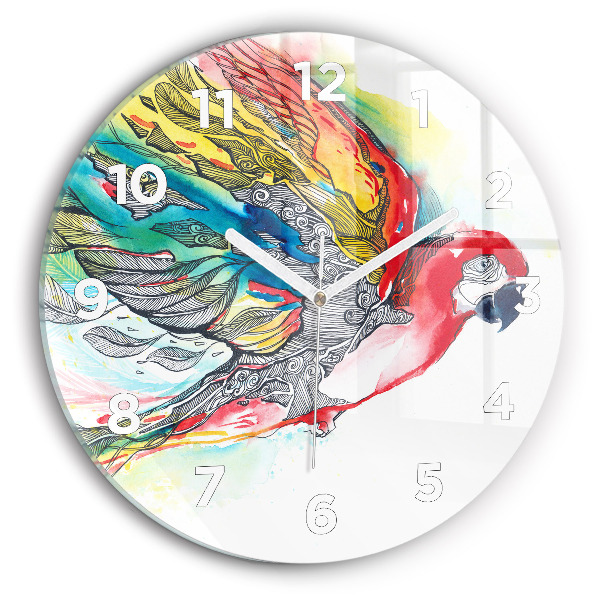 Horloge ronde Perroquet coloré en vol