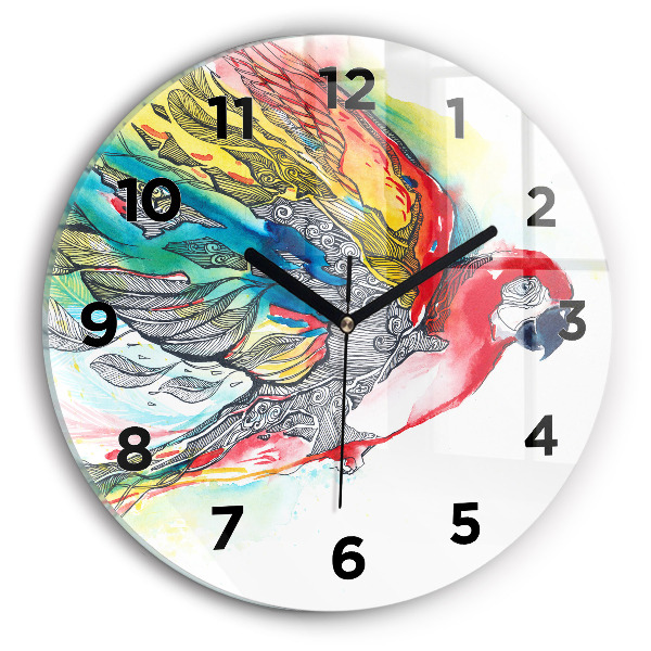 Horloge ronde Perroquet coloré en vol