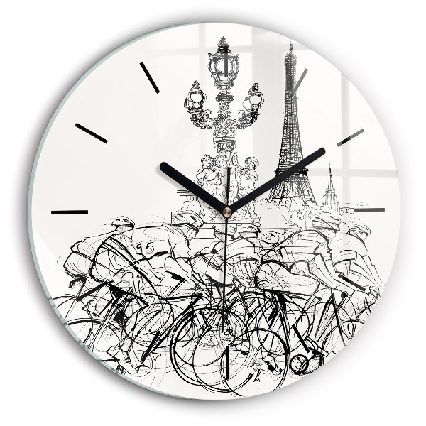 Horloge ronde Dessin de course cycliste