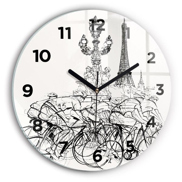 Horloge ronde Dessin de course cycliste