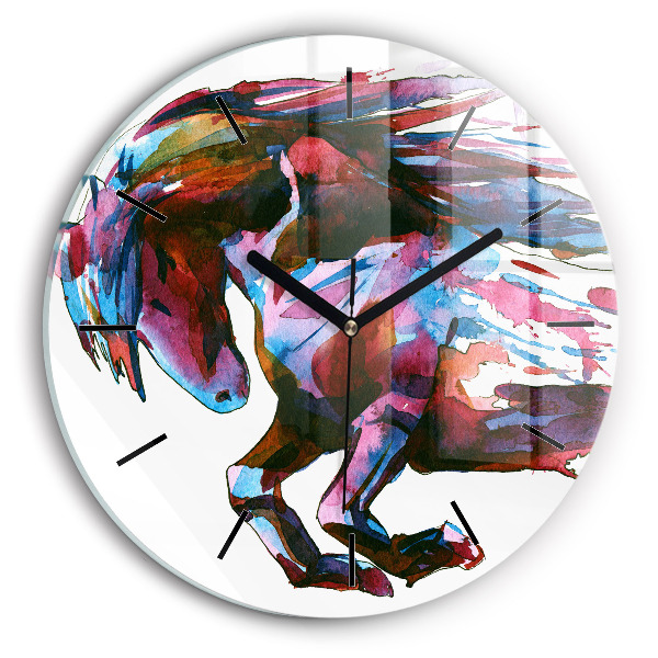 Horloge ronde Un cheval en fuite