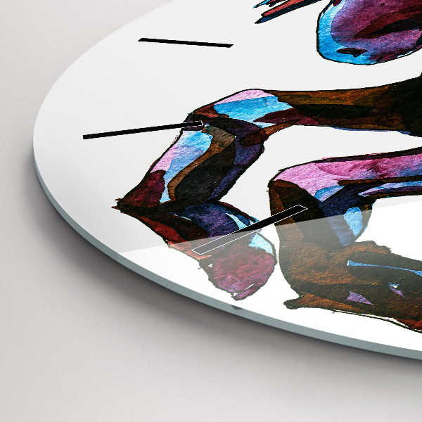 Horloge ronde Un cheval en fuite