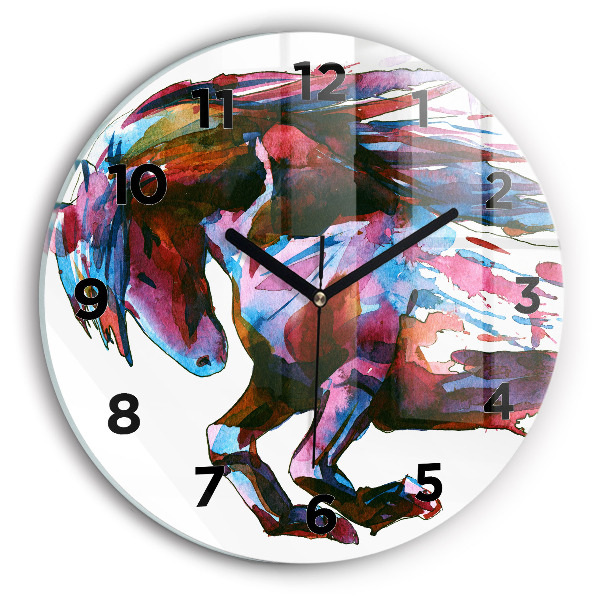 Horloge ronde Un cheval en fuite