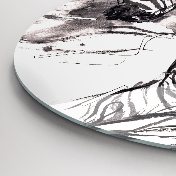 Horloge ronde Femme et zèbres