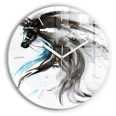 Horloge ronde Cheval et femme abstraits