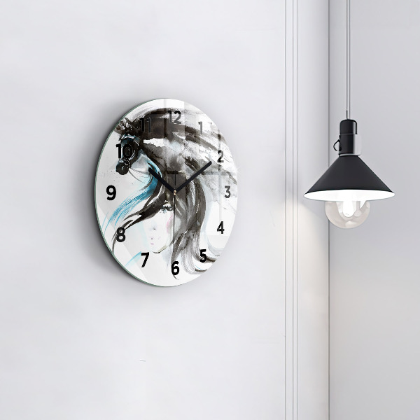 Horloge ronde Cheval et femme abstraits