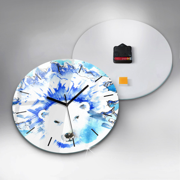 Horloge ronde Ours sur fond de glace