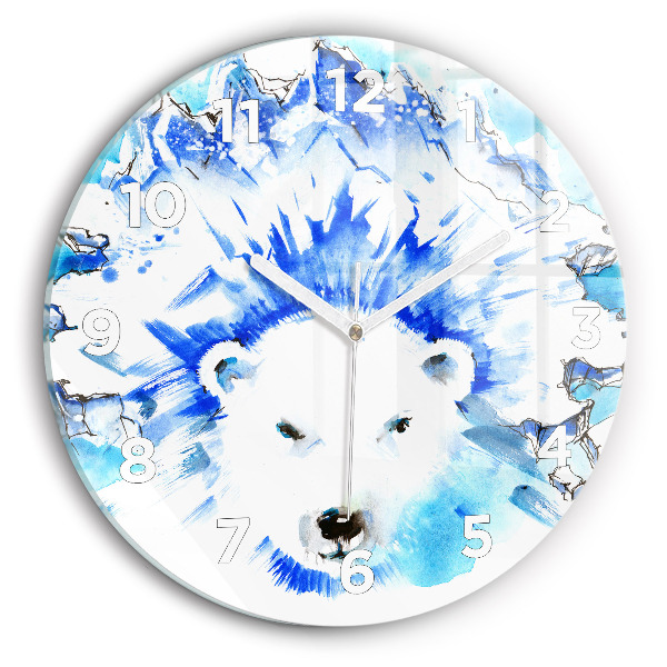 Horloge ronde Ours sur fond de glace