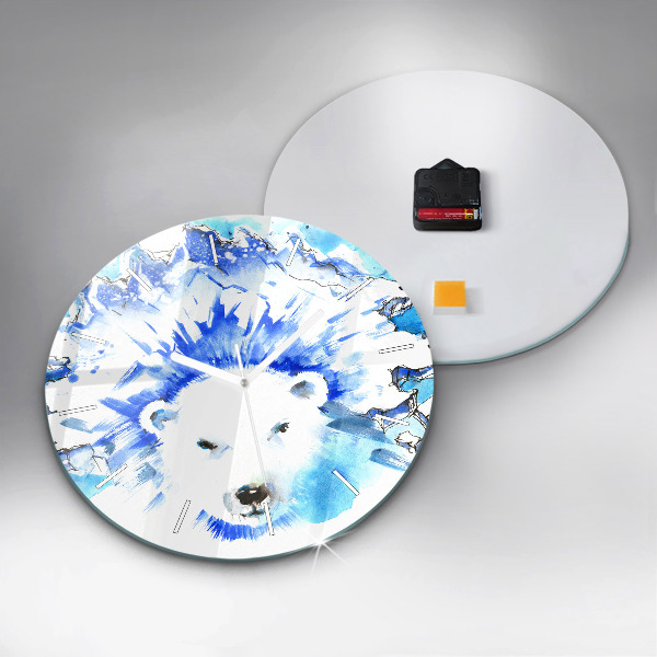 Horloge ronde Ours sur fond de glace