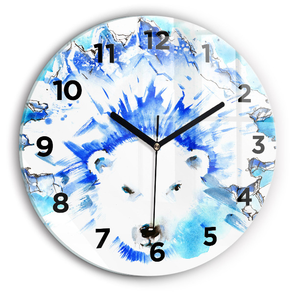 Horloge ronde Ours sur fond de glace